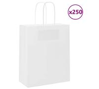 vidaXL Sacs en Papier 250 pcs avec poignées Marron 18x8x22 cm, Sac en Papier, Sac Cadeau en Papier, Sac Cadeau en Papier, Sac