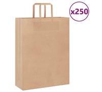 Vidaxl Sacs En Papier 250 Pcs Avec Poignées Marron 32x12x42 Cm