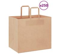 Vidaxl Sacs En Papier 250 Pcs Avec Poignées Marron 32x22x28 Cm