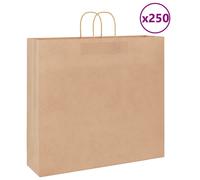Vidaxl Sacs En Papier 250 Pcs Avec Poignées Marron 54x15x49 Cm