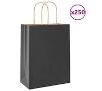 Vidaxl Sacs En Papier 250 Pcs Avec Poignées Noir 21x11x28 Cm