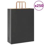 vidaXL Sacs en papier 250 pcs avec poignées noir 32x12x42 cm, sac en papier, sac cadeau en papier, sac cadeau en papier, sac