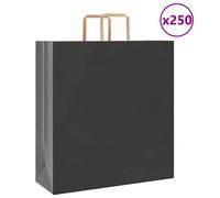 Vidaxl Sacs En Papier 250 Pcs Avec Poignées Noir 45x17x48 Cm