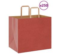 Vidaxl Sacs En Papier 250 Pcs Avec Poignées Rouge 32x22x28 Cm