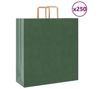 Vidaxl Sacs En Papier 250 Pcs Avec Poignées Vert 45x17x48 Cm