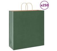 Vidaxl Sacs En Papier 250 Pcs Avec Poignées Vert 45x17x48 Cm