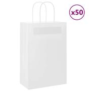 vidaXL Sacs en papier 50 pcs avec poignées blanc 21x11x31 cm