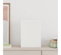 vidaXL Sacs en Papier 50 pcs avec poignées Blanc 26x12x35 cm, Sac en Papier, Sac Cadeau en Papier, Sac Cadeau en Papier, Sac