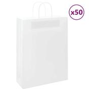 vidaXL Sacs en papier 50 pcs avec poignées blanc 32x12x42 cm, sac en papier, sac cadeau en papier, sac cadeau en papier, sac
