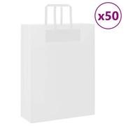 vidaXL Sacs en papier 50 pcs avec poignées blanc 32x12x42 cm, sac en papier, sac cadeau en papier, sac cadeau en papier, sac