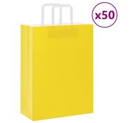 vidaXL Sacs en papier 50 pcs avec poignées jaune 26x12x35 cm, sac en papier, sac cadeau en papier, sac cadeau en papier, sac
