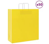 Vidaxl Sacs En Papier 50 Pcs Avec Poignées Jaune 45x17x48 Cm