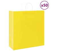 Vidaxl Sacs En Papier 50 Pcs Avec Poignées Jaune 45x17x48 Cm