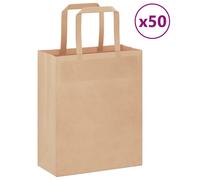 Vidaxl Sacs En Papier 50 Pcs Avec Poignées Marron 18x8x22 Cm