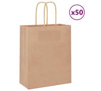 Vidaxl Sacs En Papier 50 Pcs Avec Poignées Marron 18x8x22 Cm