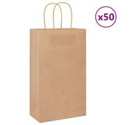Vidaxl Sacs En Papier 50 Pcs Avec Poignées Marron 21x11x36 Cm