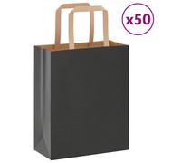 Vidaxl Sacs En Papier 50 Pcs Avec Poignées Noir 18x8x22 Cm