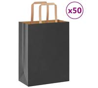 Vidaxl Sacs En Papier 50 Pcs Avec Poignées Noir 21x11x28 Cm
