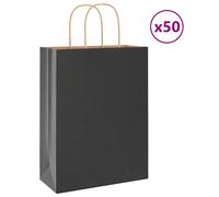 Vidaxl Sacs En Papier 50 Pcs Avec Poignées Noir 26x12x35 Cm