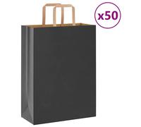 Vidaxl Sacs En Papier 50 Pcs Avec Poignées Noir 26x12x35 Cm