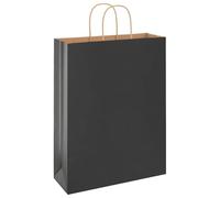vidaXL Sacs en papier 50 pcs avec poignées noir 32x12x42 cm, sac en papier, sac cadeau en papier, sac cadeau en papier, sac