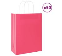 Vidaxl Sacs En Papier 50 Pcs Avec Poignées Rose 26x12x35 Cm