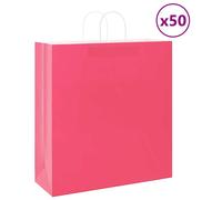 vidaXL Sacs en Papier 50 pcs avec poignées Rose 45x17x48 cm, Sac en Papier, Sac Cadeau en Papier, Sac Cadeau en Papier, Sac
