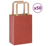Vidaxl Sacs En Papier 50 Pcs Avec Poignées Rouge 15x8x21 Cm