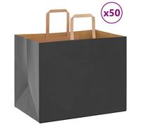 vidaXL Sacs en papier 50 pcs avec poignées noir 32x22x24 cm, sac en papier, sac cadeau en papier, sac cadeau en papier, sac
