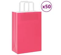 vidaXL Sacs en papier 50 pcs avec poignées rose 21x11x31 cm, sac en papier, sac cadeau en papier, sac cadeau en papier, sac