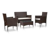 vidaXL Salon de jardin - 1 canapé + 2 chaises + 1 table - Résine tressée Marron beige G