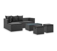 Vidaxl Salon De Jardin 4 Pcs Noir Avec Coussins Résine Tressée Multicolore