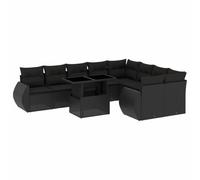 vidaXL Salon de Jardin 10 pcs avec Coussins Noir résine tressée