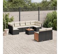 Vidaxl Salon De Jardin 10 Pcs Avec Coussins Noir Résine Tressée