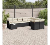 Vidaxl Salon De Jardin 10 Pcs Avec Coussins Noir Résine Tressée