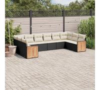 Vidaxl Salon De Jardin 10 Pcs Avec Coussins Noir Résine Tressée