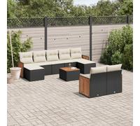 Vidaxl Salon De Jardin 10 Pcs Avec Coussins Noir Résine Tressée