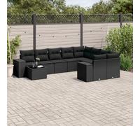 Vidaxl Salon De Jardin 10 Pcs Avec Coussins Noir Résine Tressée