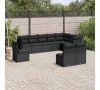 Vidaxl Salon De Jardin 10 Pcs Avec Coussins Noir Résine Tressée