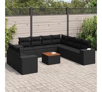 Vidaxl Salon De Jardin 10 Pcs Avec Coussins Noir Résine Tressée
