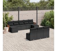 Vidaxl Salon De Jardin 10 Pcs Avec Coussins Noir Résine Tressée