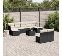 Vidaxl Salon De Jardin 10 Pcs Avec Coussins Noir Résine Tressée