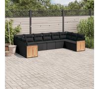 Vidaxl Salon De Jardin 10 Pcs Avec Coussins Noir Résine Tressée