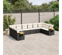 Salon de Jardin avec Coussins Canapés Patio 10 pcs Beige Résine Tressée vidaXL