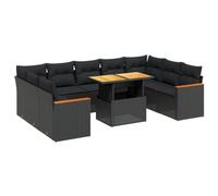 vidaXL Salon de Jardin 10 pcs avec Coussins Noir résine tressée