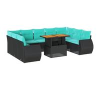 vidaXL Salon de Jardin 10 pcs avec Coussins Noir résine tressée, Ensemble de canapés d'extérieur, Ensemble de canapé d'angle de Jardin, Meuble d'angle de Jardin