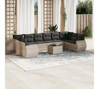 Salon de Jardin avec Coussins Canapés Patio 10 pcs Noir Résine Tressée vidaXL