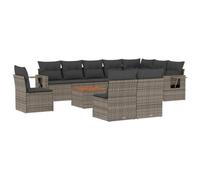 vidaXL Ensemble salon de jardin 11 pièces avec coussins – Résine tressée gris