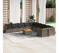 Vidaxl Salon De Jardin 11 Pcs Avec Coussins Gris Résine Tressée