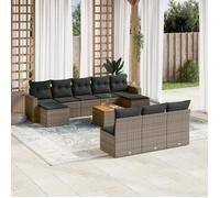 vidaXL Salon de jardin 3224331 – 11 pièces avec coussins, résine tressée gris
